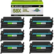 6PK 58X CF258X Toner Fit For HP 58X LaserJet Pro M404n M430 MFP M428dw With Chip