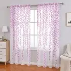 Tulle Curtain Collapsible Wide Application Elegant Wicker Print Sheer Curtain