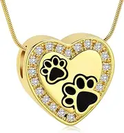[VCCWYQK] Paw Print Urn Necklaces for Ashes for Women Men Heart Cremation Jewelry Memorial Keepsake Pendant for Pet Ashes of Loved Ones