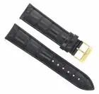 24MM LEATHER WATCH BAND STRAP FOR OMEGA RAILMASTER WATCH BLACK GOLD BUCKLE