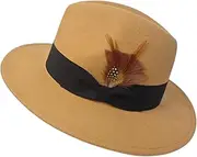 [HEYANN] Wide Brim Fedora Hat,Mens Trilby Hats Retro Womens Fedora Hat 100% Wool Felt Panama Hats Unisex Women Men Casual Sun Jazz Hats