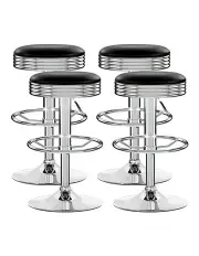 [Artiss] Kitchen Swivel x4 Bar Stools in Black