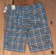 Ecko Unltd Tsunami Shorts Men Big 50B Blue Plaid Cargo Bermuda Cotton Casual NWT