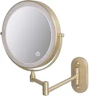 USB Rechargeable Shaving Mirror with 5X Magnification,Upgrade Auto Off LED Bathroom Mirrors Wall Mounted,360°Swivel and Extendable,8inch Black