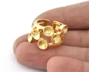 Ring Adjustable Setting-Shiny Gold Plated Brass 8.5US size 3361 ring22