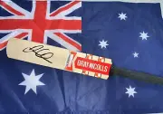 David Warner (Australia) signed Gray Nicholls "Kaboom" Mini Cricket Bat #2 +COA