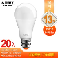 在飛比找PChome24h購物優惠-【太星電工】13W超節能LED燈泡/暖白光(20入) A81