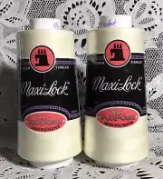 NEW 2 Ivory maxi-lock 3000Yd spools 100% polyester overlock sewing thread TEX 27