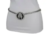 Women Silver Metal Chain Belt Hip High Waist Egyptian Pharaoh King Buckle XS S M