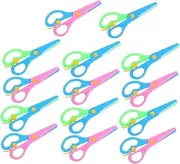 OSALADI 14pcs Plastic Craft Scissors Safety Toddler Boys and Girls Paper Cutting Scissors Bright Colors for Preschoolers