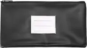 uxcell 11x6" Money Bank Deposit Bag with Zipper, Leatherette Cash Coin Check Wallet Pen Pouch Bag with Clear Window for Office Travel, Black