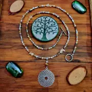 Mala Beads 'Manipura' Yoga Solar Plexus Chakra Citrine Agate Meditation Necklace