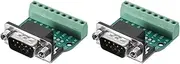 uxcell 2pcs D-sub DB9 Connector Breakout Board 9 Pin 2 Row Male RS232 Serial Port Solderless Terminal Block Adapter with Positioning Nuts