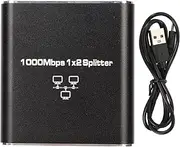 Ethernet Splitter, Aluminum Alloy Ethernet Cable Splitter, 2 Port Gigabit Network Switch for Desktop 1000Mbps