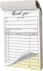 Herzii Receipt Book 2-Part Carbonless 50 Sets 3.4X5.5 in White/Yellow