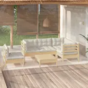 6 Piece Garden Lounge Set with Cream Cushions Pinewood vidaXL