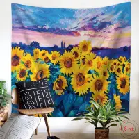 在飛比找Yahoo!奇摩拍賣優惠-熱銷 #新款上架#精選熱賣款油畫向日葵太陽花墻壁裝飾布背景布