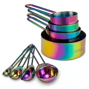 Measuring Cups and Spoons Set of 8, Food Grade 18/8 Stainless Steel Measure s...