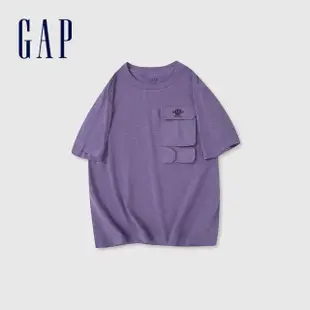 【GAP】男裝 Logo純棉印花圓領短袖T恤-紫色(876998)