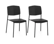Giantex 2PCS Dining Chair Home Office Side Chairs w/Metal Legs Stackable Armless Chairs Black