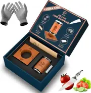 NESTIQ® Rolling Knife Sharpener Tool Kit - Cut Resistant Gloves, 2 Diamond Discs