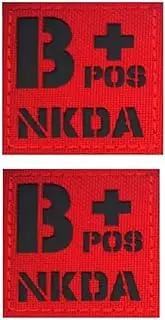 [OSdream] IR Reflective Tactical Blood Type Group Morale Compatible with Red Type B Positive NKDA Embroidered Patches Badges Appliques (Compatible with Red Type B Positive)