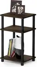 Walnut Black Wooden 3 Tier Accent Table End Side Storage Shelves Dorm College