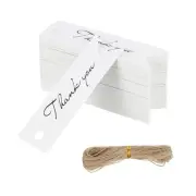 100 Pcs Blank Gift Tags with String, 2.8x0.8" Mini Thank You Kraft Tags, White