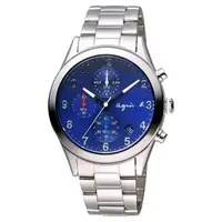 在飛比找森森購物網優惠-agnes b. 巴黎城市風尚計時手錶-藍x銀/40mm V