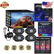 RGB LED Rock Lights Kit - 4 Waterproof Pods with Bluetooth Control for Trucks
