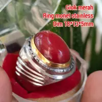 在飛比找蝦皮購物優惠-Merah 紅玉戒指不銹鋼 MONEL 戒指上市