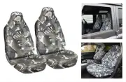 Front Car Seat Covers Grey Camouflage Camo Pair Waterproof Set For Renault Clio