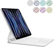 iPad Air 13 inch Case 2024 with Keyboard M2, iPad Air M2 13-Inch Magnetic Wireless Keyboard, Slim Folio Cover with Multi-Touch Trackpad, Floating Stand, Rainbow Color Backlit Keyboard (White)
