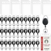 60 Pack ID Badge Holder with Clip Badge Reels Retractable Heavy Duty Clear Id...