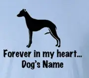 Whippet Dog Forever in my heart w/ name Pillow choice size color size