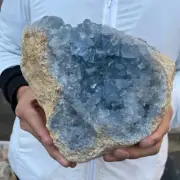 13.7lbLarge Natural Blue Celestite Crystal Geode Quartz Cluster Mineral Specimen