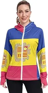 [RPLIFE] Andorra Flag Uv Protection Jacket Upf 50+, Long Sleeve Zip up Hiking Jacket