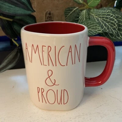 Rae Dunn American And Proud Red Mug 4th of July Patriotic