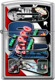 Zippo Old Time Founders Logo With USA Flag On Street Chrome Lighter NEW L@@K