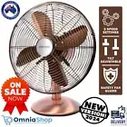 Heller 30cm Desk/Floor Oscillating Fan Cooling Metal Copper Tilt Air Cooler NEW