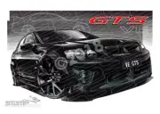 HSV VE GTS PHANTOM BLACK WHEELS A3 FRAMED PRINT (V124B)
