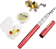 Daseeme Fishing Rod Reel Combo Set Mini Portable Pocket Pen Fishing Rod Pole and Reel Aluminum Alloy Fishing Line Soft Lures Baits Jig Hooks