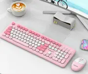 GGP Pink Punk Color Wireless 2.4G Keyboard And Mouse Combo Ergonomic Design With Long Battery Life