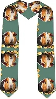 [SKKNT] Flower Guinea Pig Print Graduation Shawl Stole For Academic Commencements Honor Sash Congratulations Gift, Sharp Corner, One Size