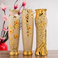 在飛比找淘寶網優惠-60cm 落地陶瓷大花瓶 歐式花瓶擺件大號客廳電視櫃玄關金色