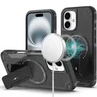 For iPhone 16 Plus 6.7in Case Magnetic Circle Grip Kickstand + Tempered Glass