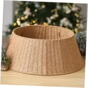 Handmade Christmas Tree Collar Basket Skirt-Elegant Woven Rattan Ring Base