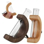 2Pcs Car Vase Vent Clip Walnut Wood Flower Vase Clip Auto Vase Glass Tube Decor❅