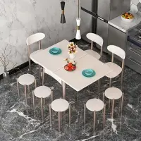 在飛比找樂天市場購物網優惠-小戶型 餐桌椅組合 網紅可伸縮折疊 實木 飯桌 現代簡約 家