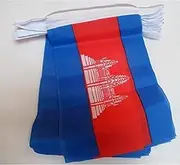 Cambodia 6 Meters Bunting Flag 20 Flags 9'' x 6'' - Cambodian String Flags 15 x 21 cm - AZ FLAG
